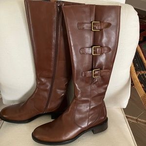 Ecco Hobart 25 Buckle Leather Knee Boots size 40